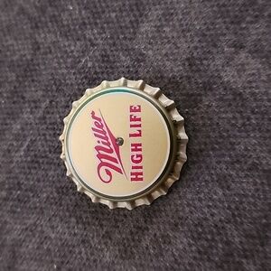 Miller High Life Beer Bottle Cap Promotional Pin, Pinback